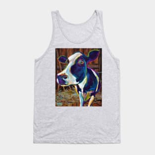 Colorful Farm Cow in Barn Painting by Robert Phelps Tank Top